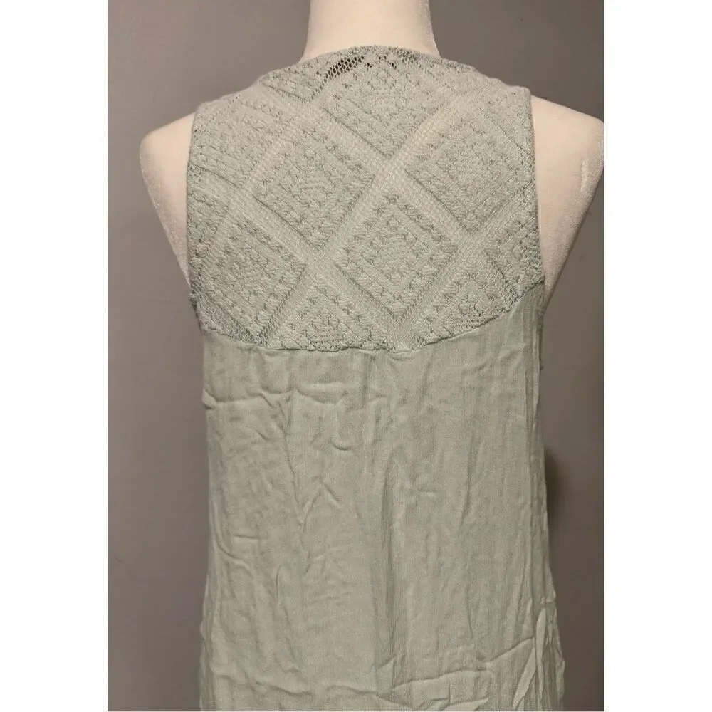 Soft Surroundings embroidered mini dress crouched back top boho with pockets M